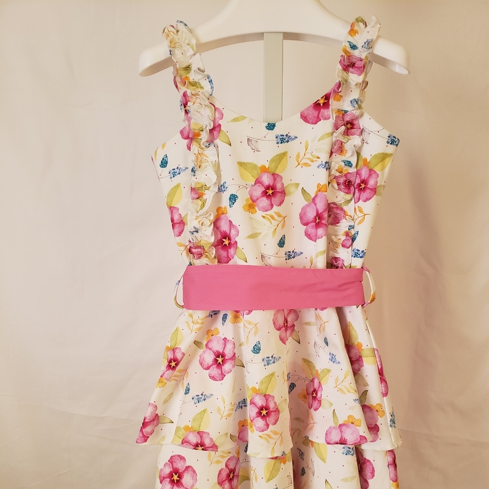 2 Layers Pink Flower Girls Dress